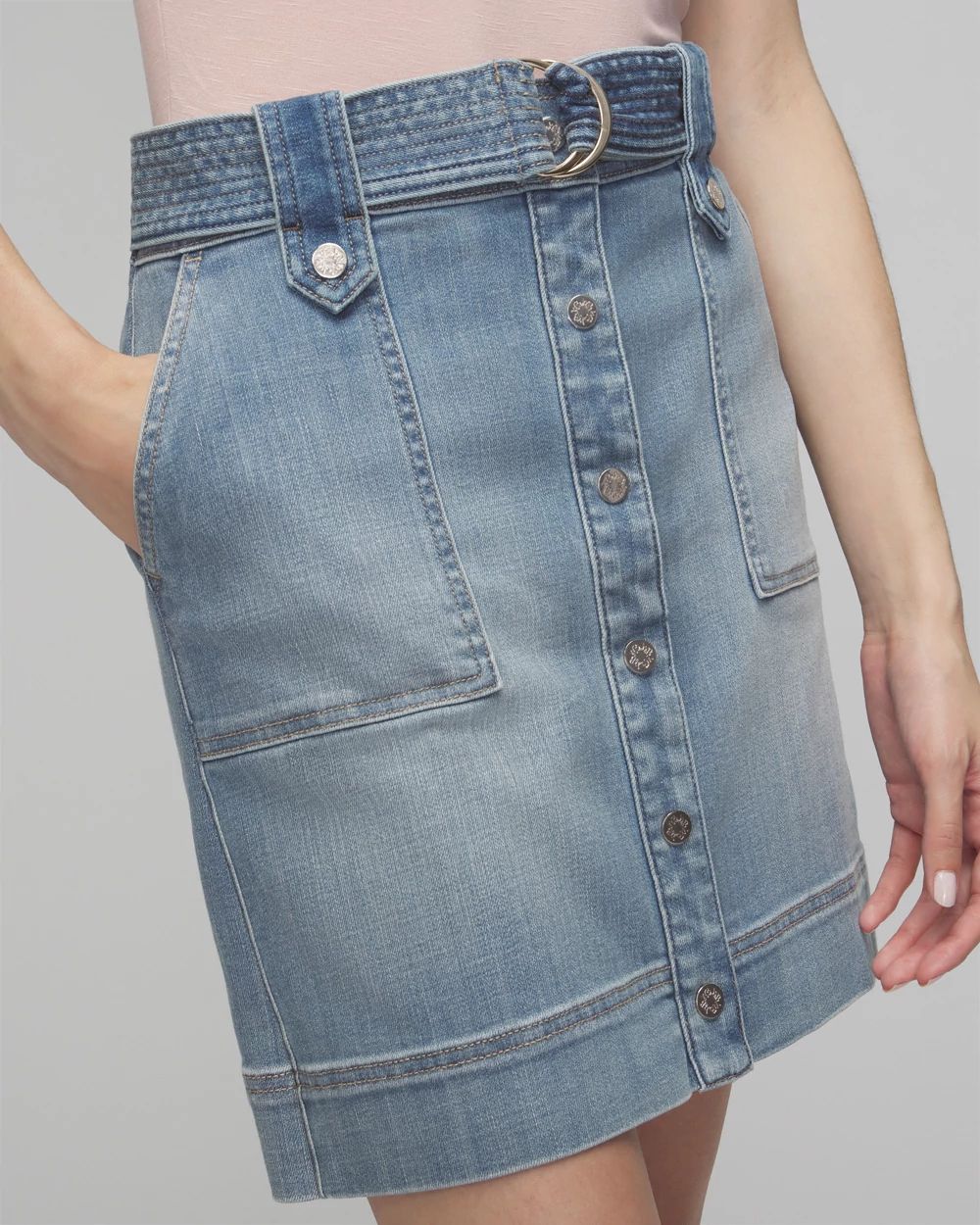 Petite Denim Utility Boot Skirt White House Black Market